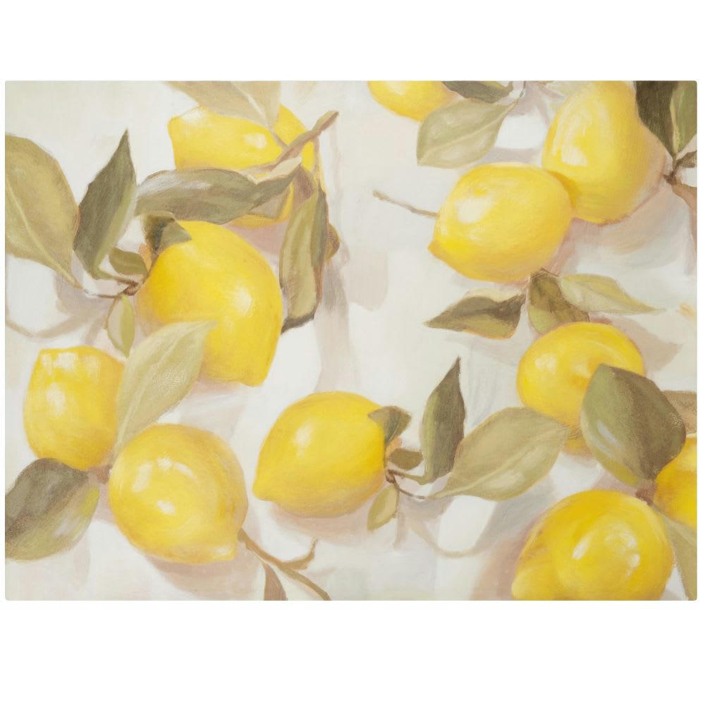 CITRUS - Toile imprimé citrons jaunes, verts et écrus 80x60