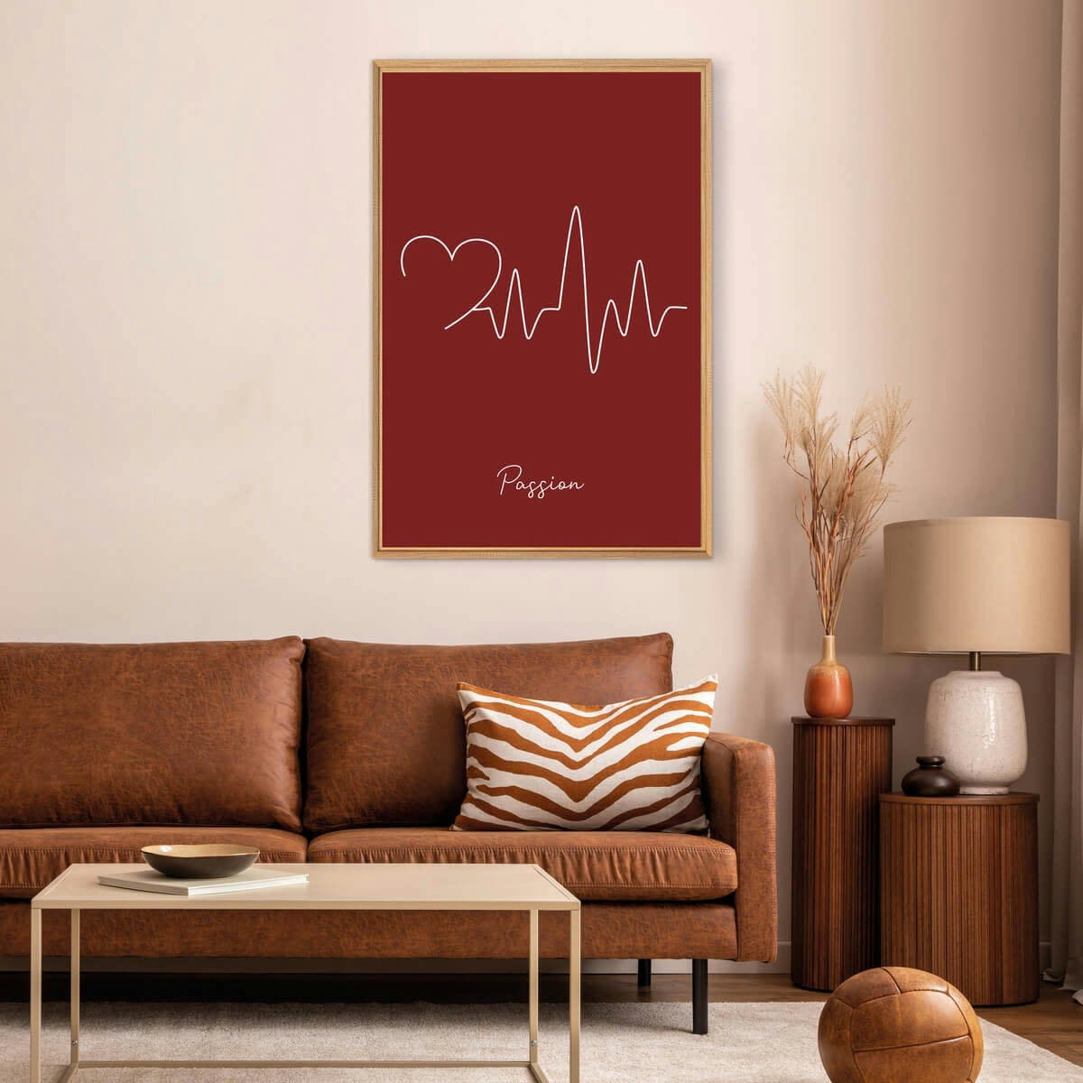 LINE ART - Tableau mural encadré battement passion 65x97 cm