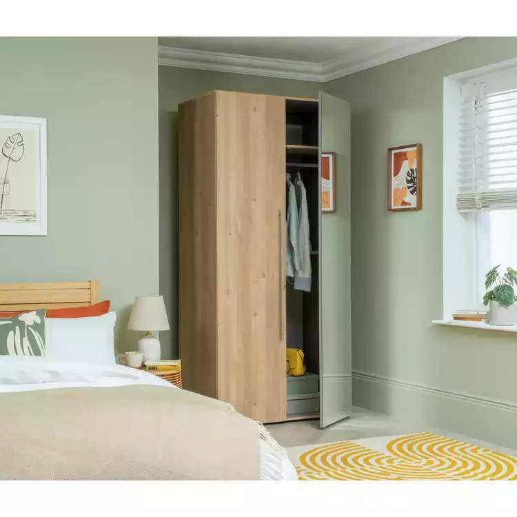 Habitat Atlas 2 Door Mirror Wardrobe - Oak