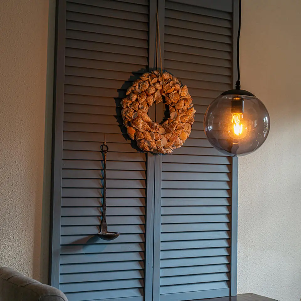 Qazqa hanglamp pallon grijs e27