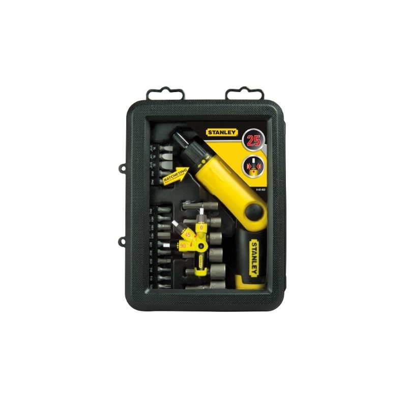 Tournevis porte-embouts pistolet articulé à cliquet coffret 25 pièces