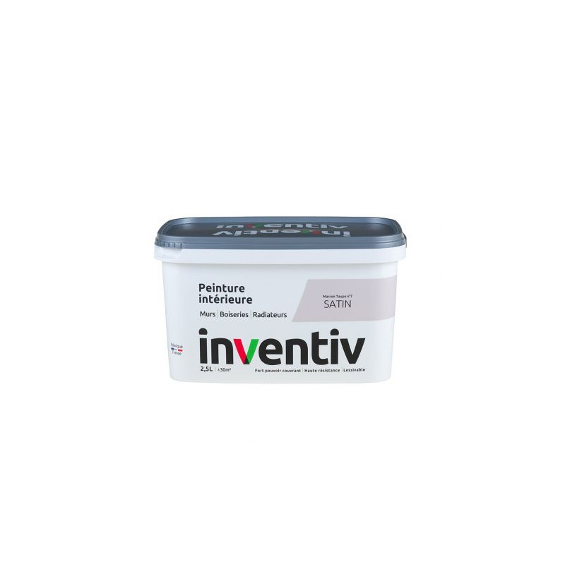 Peinture pour mur boiserie radiateur Marron Taupe n°7 satiné 2,5 L INVENTIV