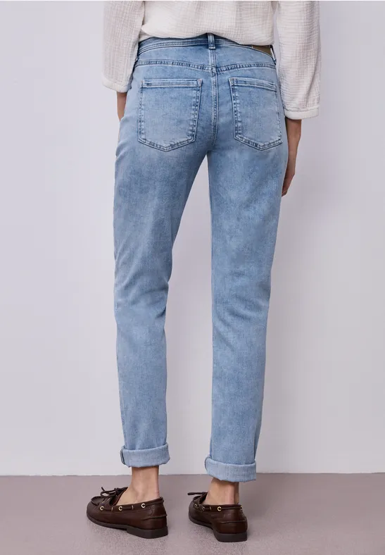 Mid Waist Slim Leg Jeans mit Turn-Up