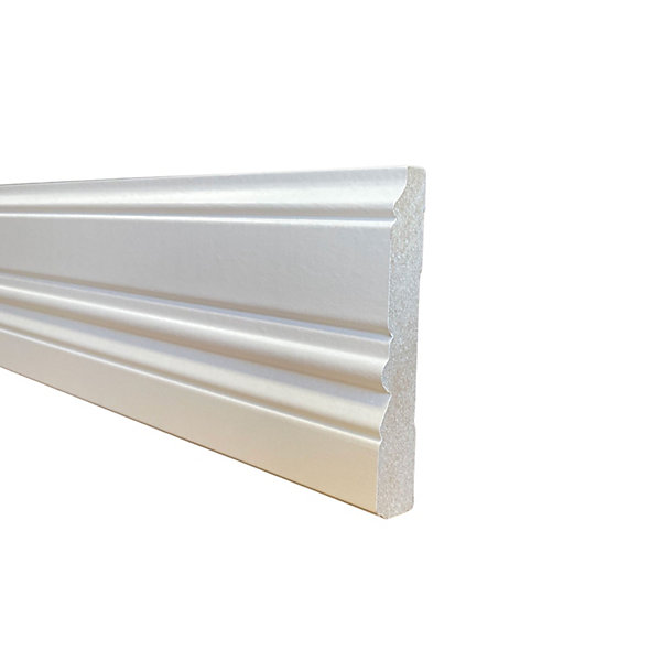 96ML de PLINTHE COLONIAL en FIBRE DE BOIS COMPACT 112X18 BLANC