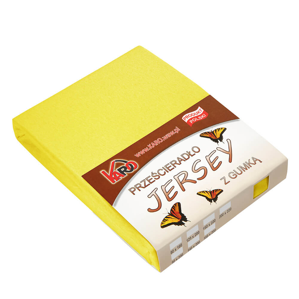 Prześcieradło jersey z gumką 140x200 żółte 150g/m2 KARO