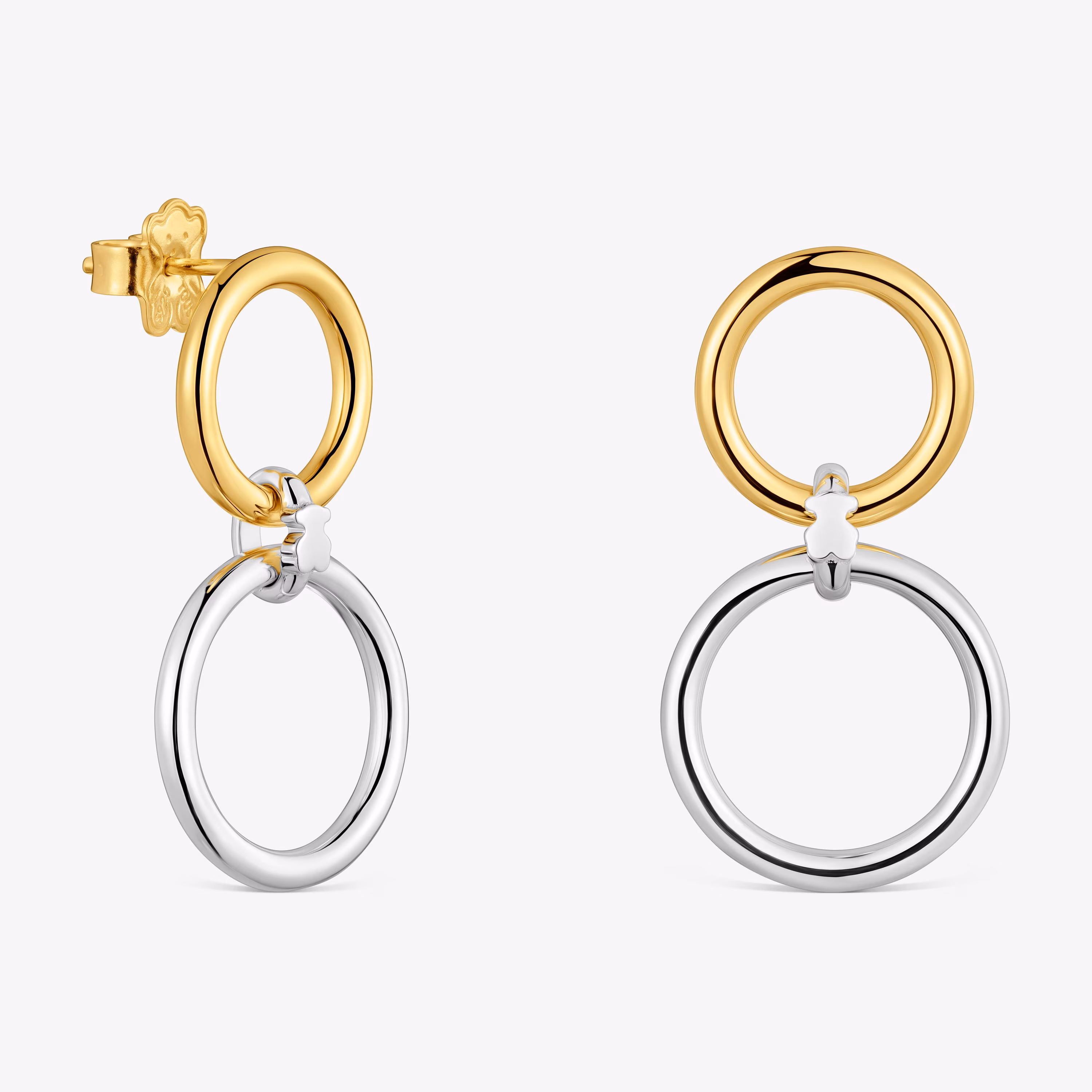 Pendientes doble círculo bicolor Straight