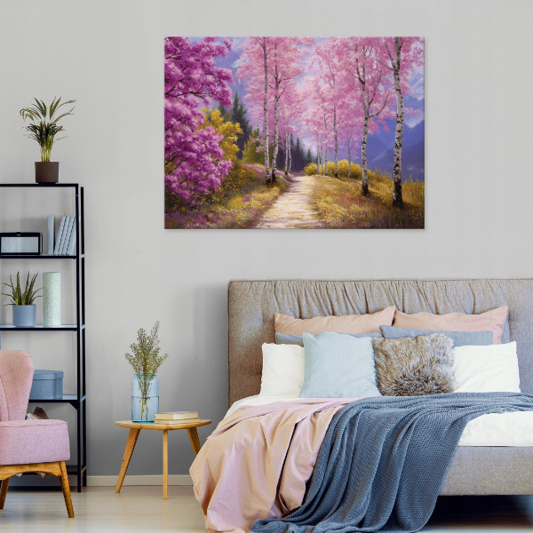 Obraz Las Różowy Na Płótnie Do Sypialni Salonu 60x40