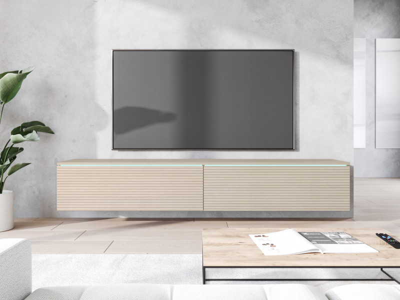 Szafka Rtv Apollo Ii 180 Cm Półka Pod Tv, Lowboard, Komoda, Imitacja Lameli