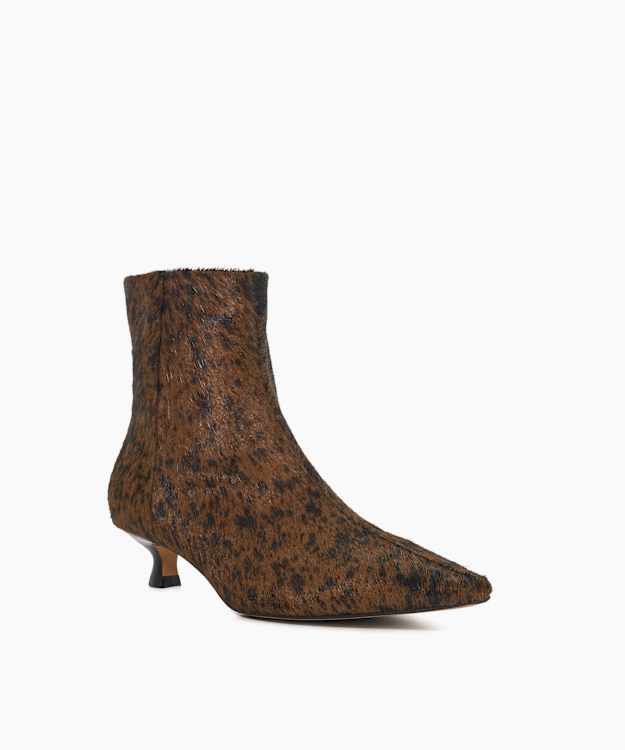 Odore Tan - Leather Kitten Heel Ankle Boots