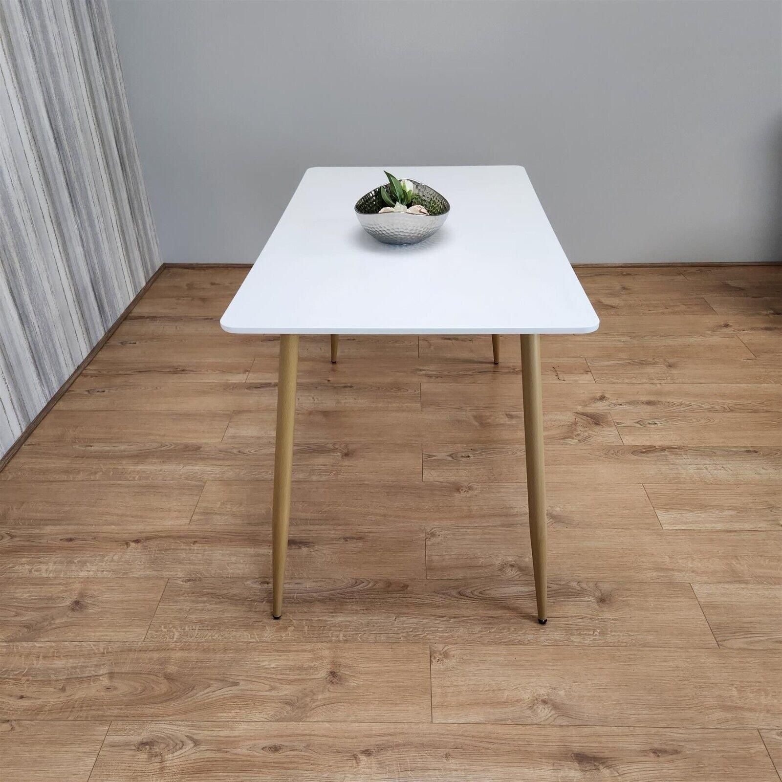KOSY KOALA White Wood Rectangle Dining Table Kitchen Table Modern Wood Style Dinner Table Only