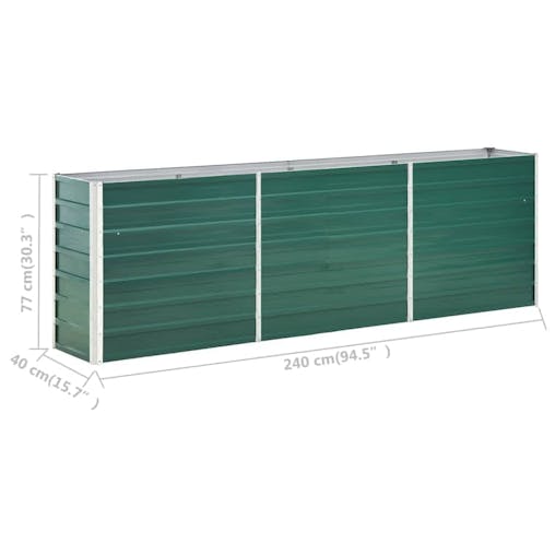 NNEVL Garden Raised Bed Galvanised Steel 240x40x77 cm Green