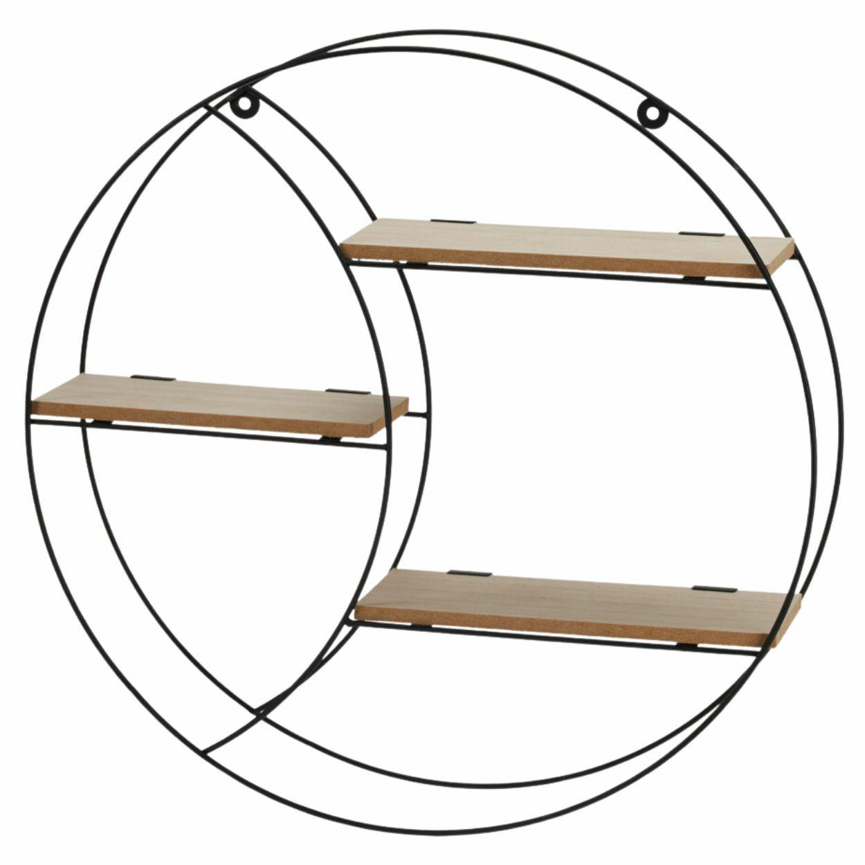 Półka ścienna metalowa z MDF czarna okrągła 44 cm