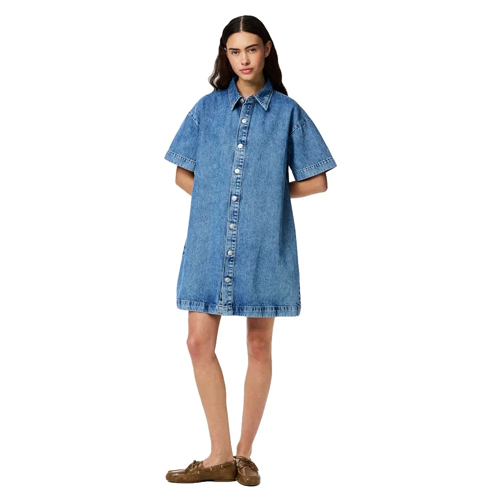 Pieces Sky A-Shape Denim short sleeve short dress