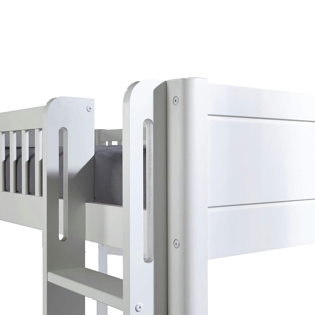 VICTORIA - Pack lit mi-hauteur avec matelas 90x190 cm bois massif blanc