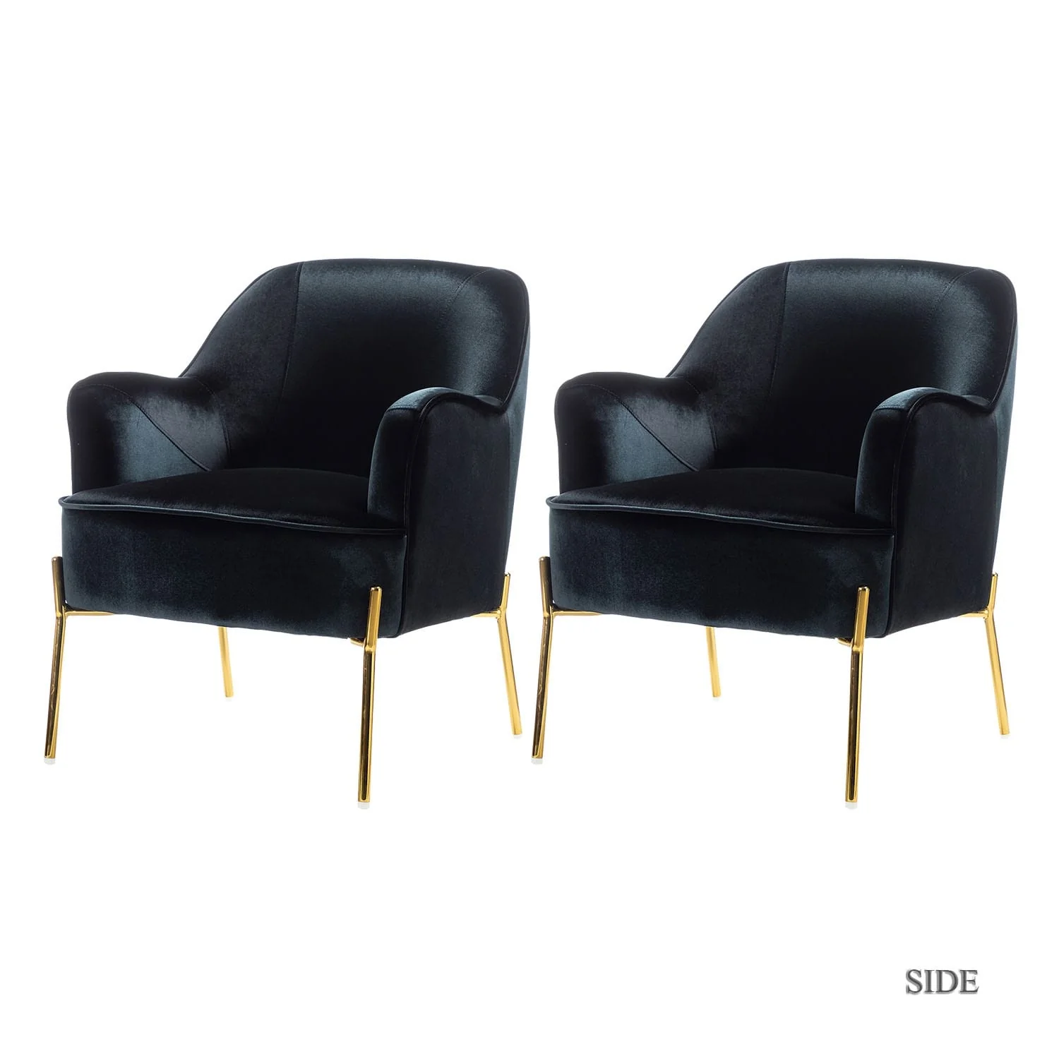 Marina Modern Velvet Accent Chair with Golden Legs Set of 2 by HULALA HOME
