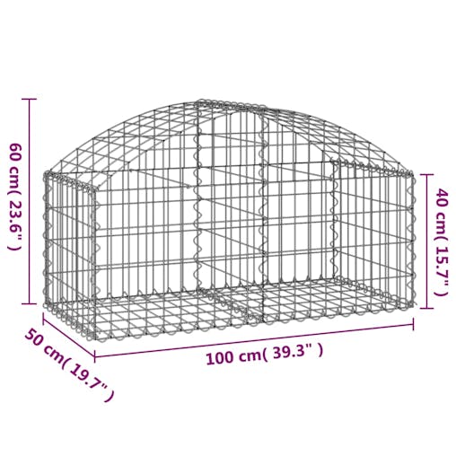 NNEVL Arched Gabion Basket 100x50x40/60 cm Galvanised Iron