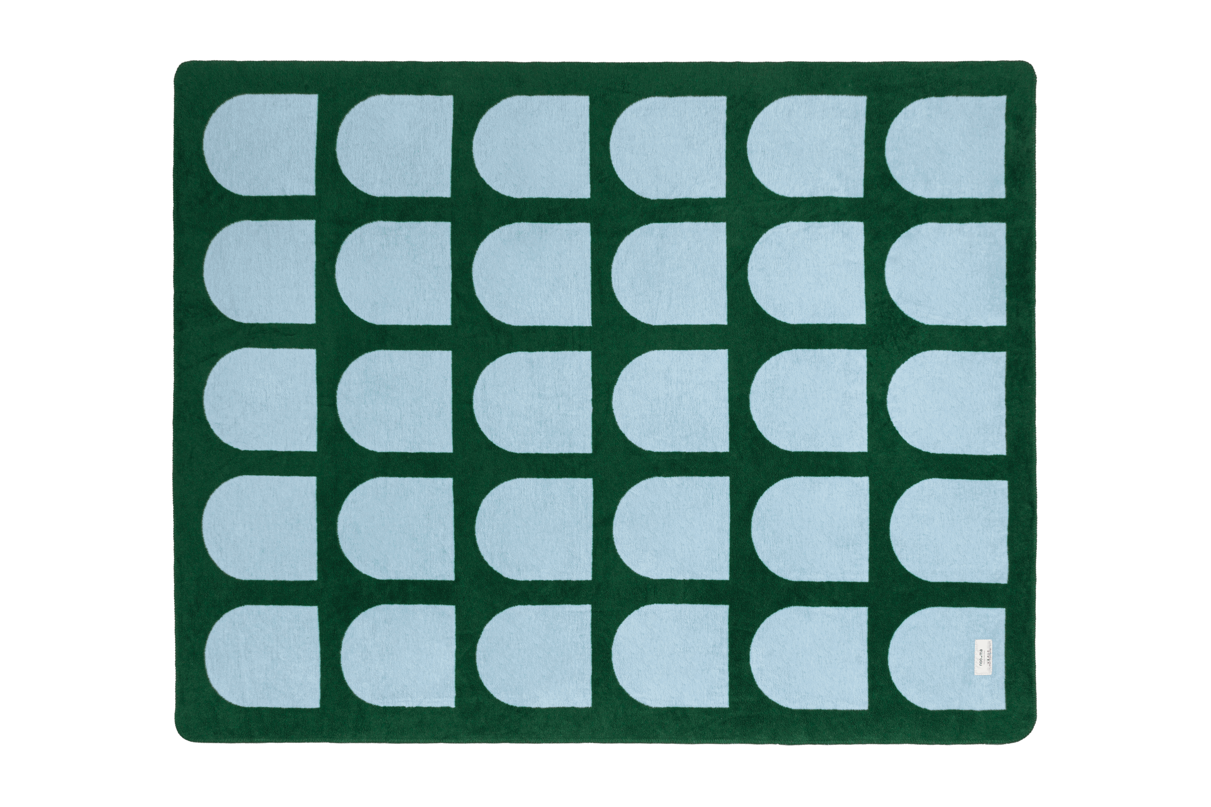 noo.ma GILLI Cotton Blanket - Forest Green & Baby Blue