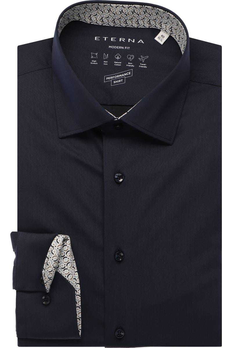 ETERNA Performance Modern Fit Hemd blau/weiss, Einfarbig