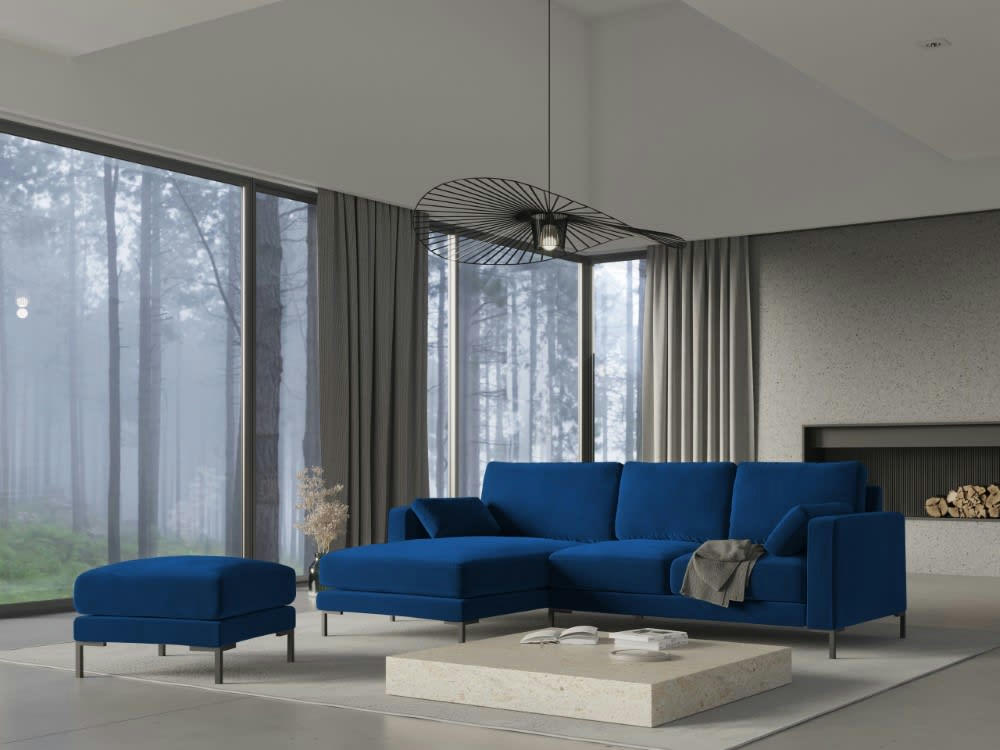 JADE - Pouf en velours bleu roi