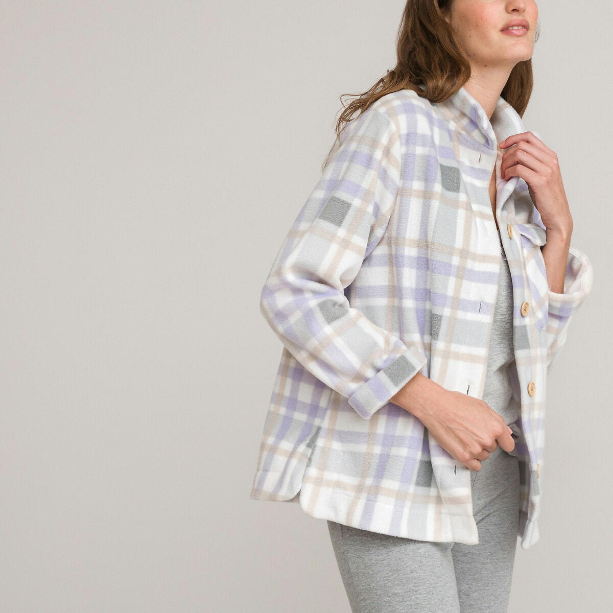 Veste d'intérieur à carreaux, en micro polaire