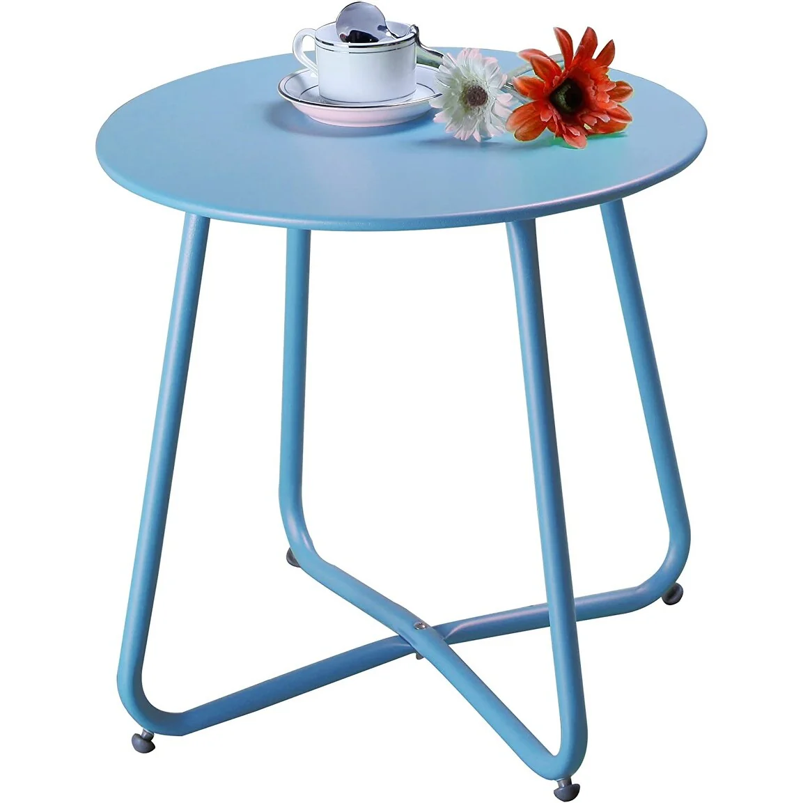 Clihome Outdoor Modern Steel Round Accent Side Table
