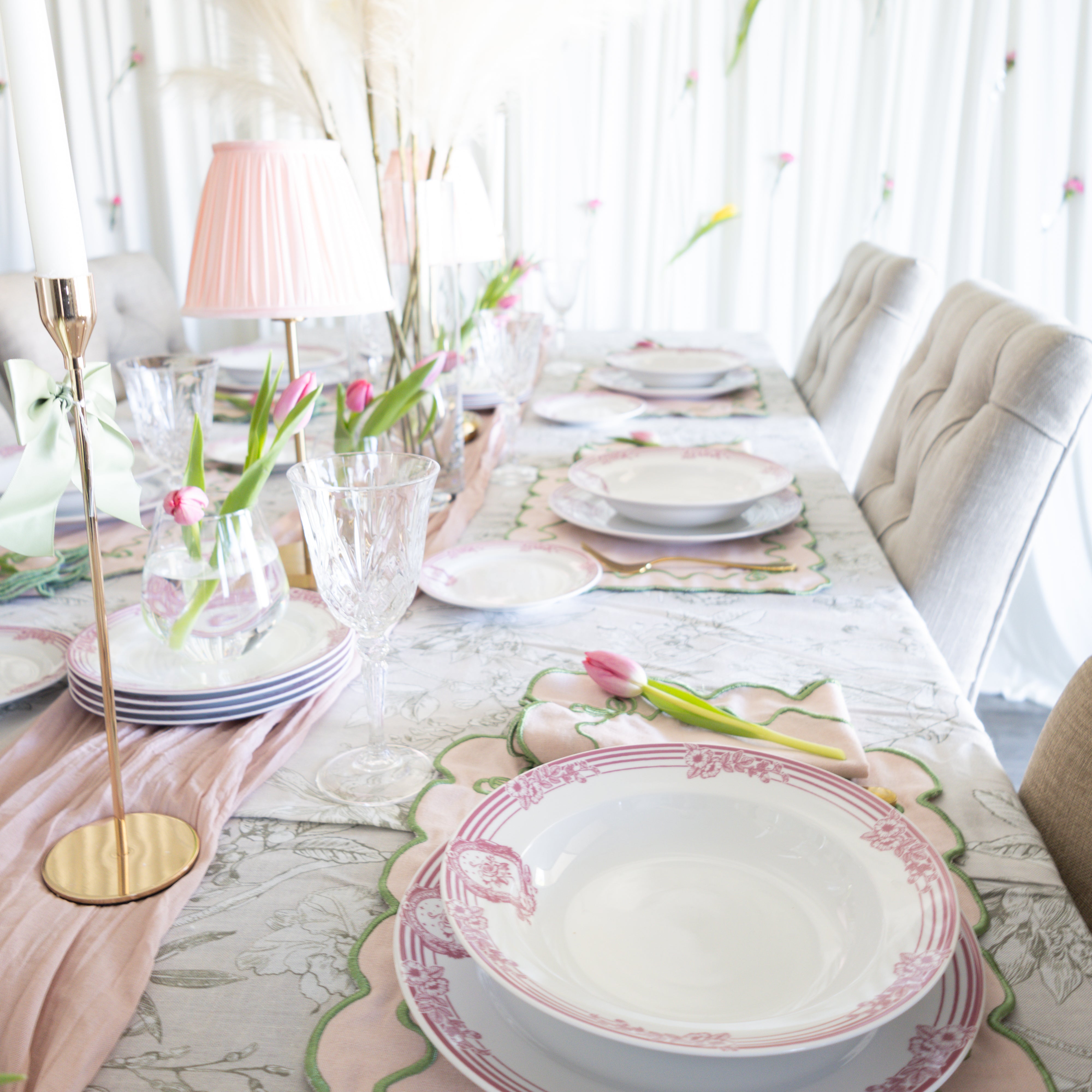 Pink Symphony 12-Piece Porcelain Dinnerware Set
