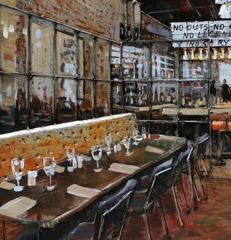 MÉTAL BRASS - Tableau relief en métal restaurant américain 80x60