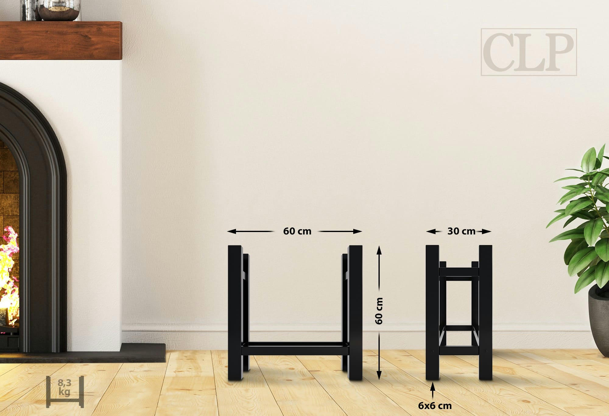 MEDYA - Porte-bûches solide et design en métal Noir