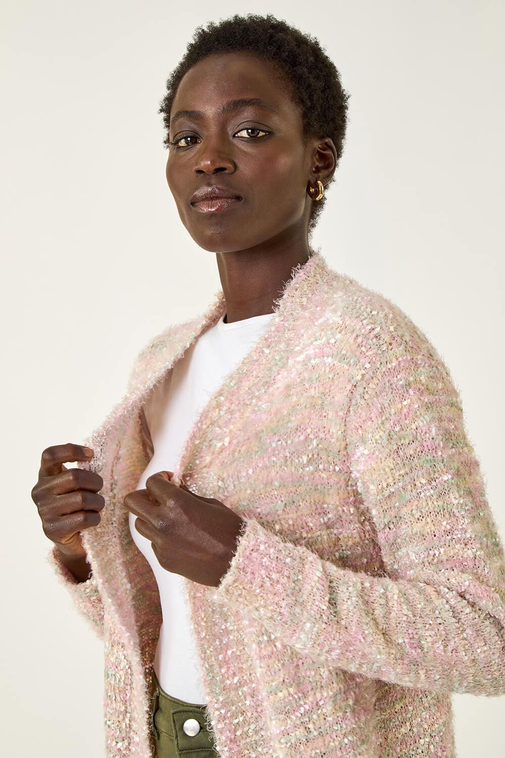 Roman Speckled Popcorn Knit Cardigan