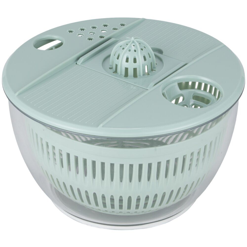Essoreuse à salade et mandoline 2en1 plastique bleu 7 pièces Ø22,5xH13cm