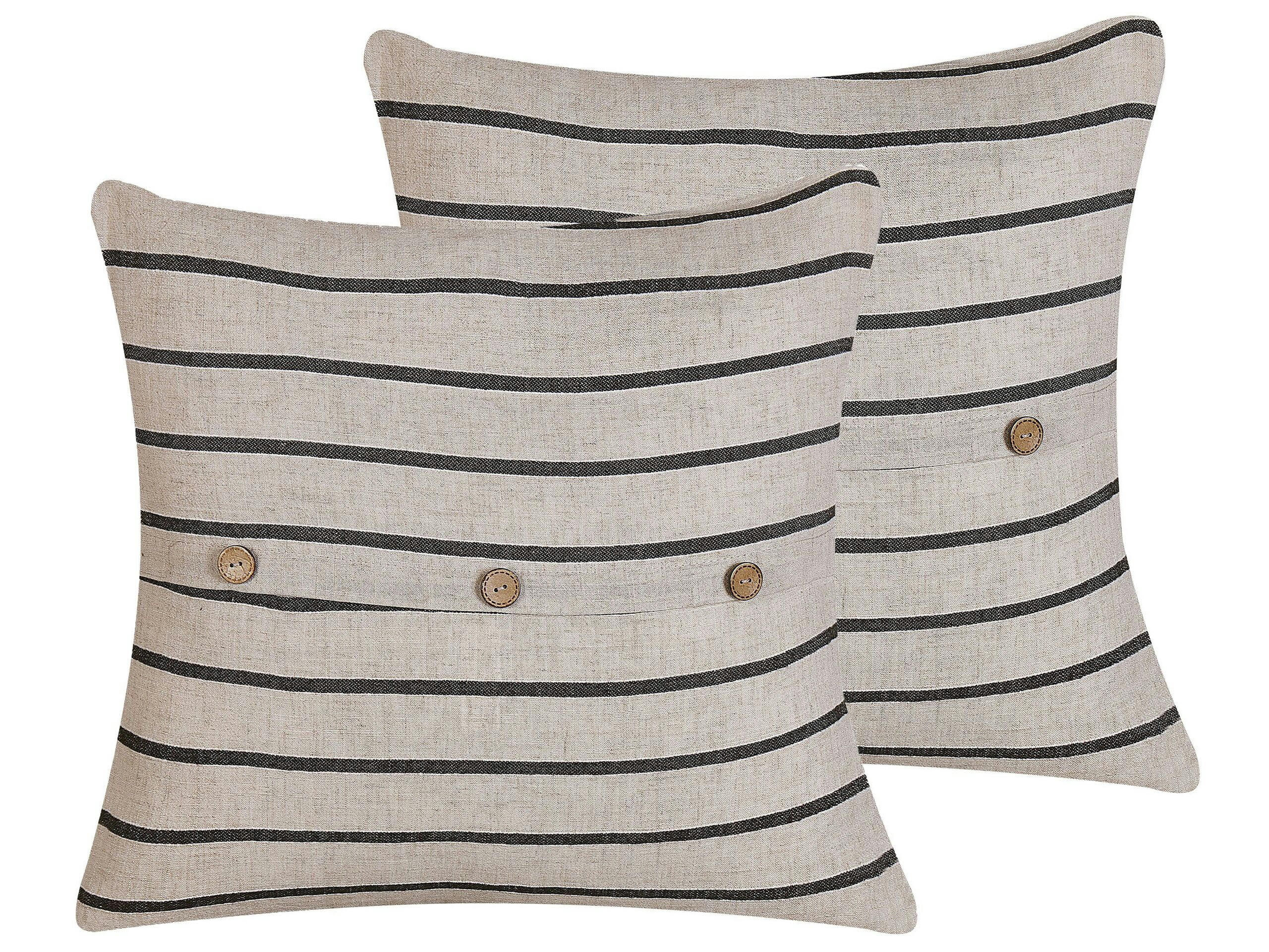 CYNARA - Lot de 2 coussin décoratifs en tissu beige 43x6cm