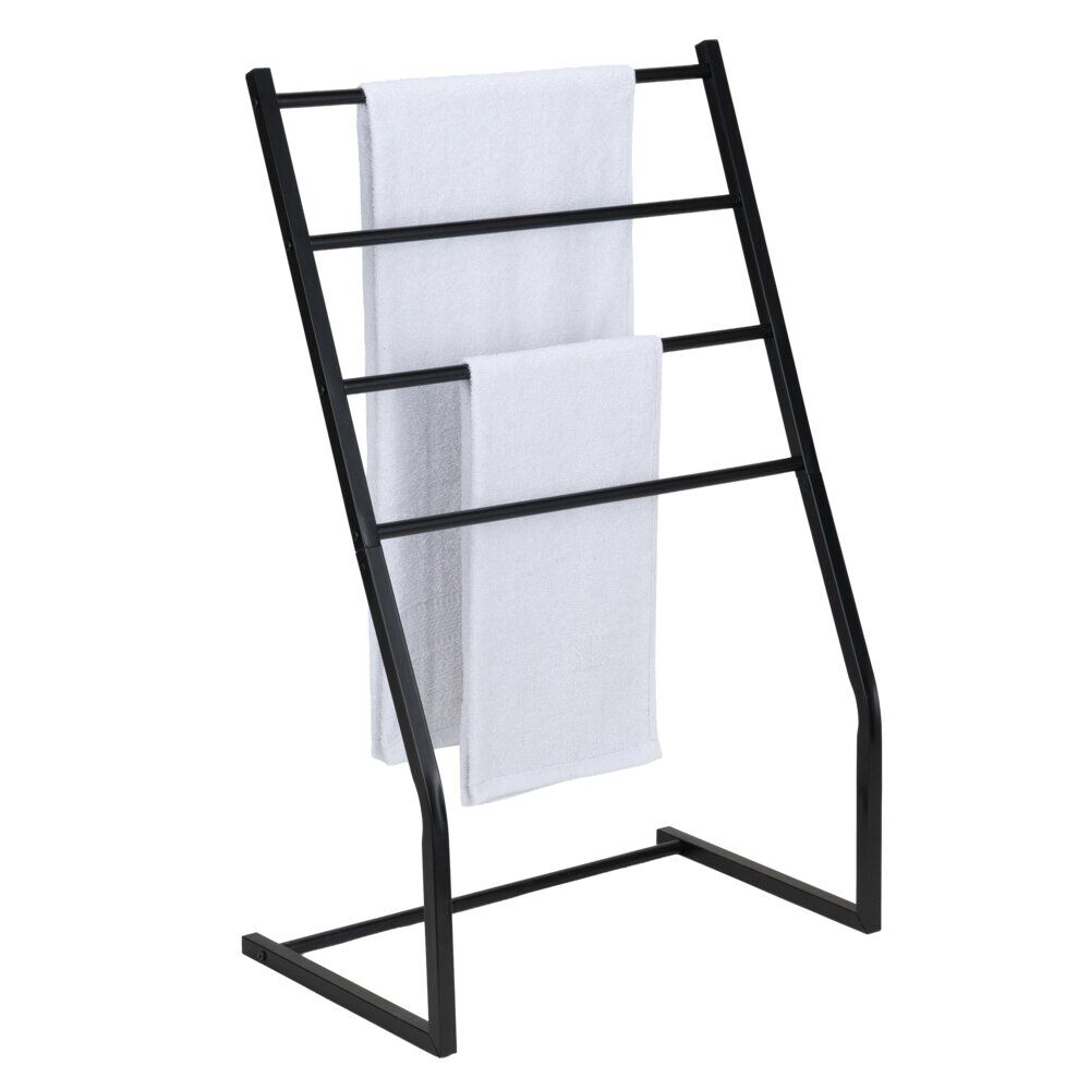 Porte-serviette à poser 4 niveaux métal noir 60x36xH95cm