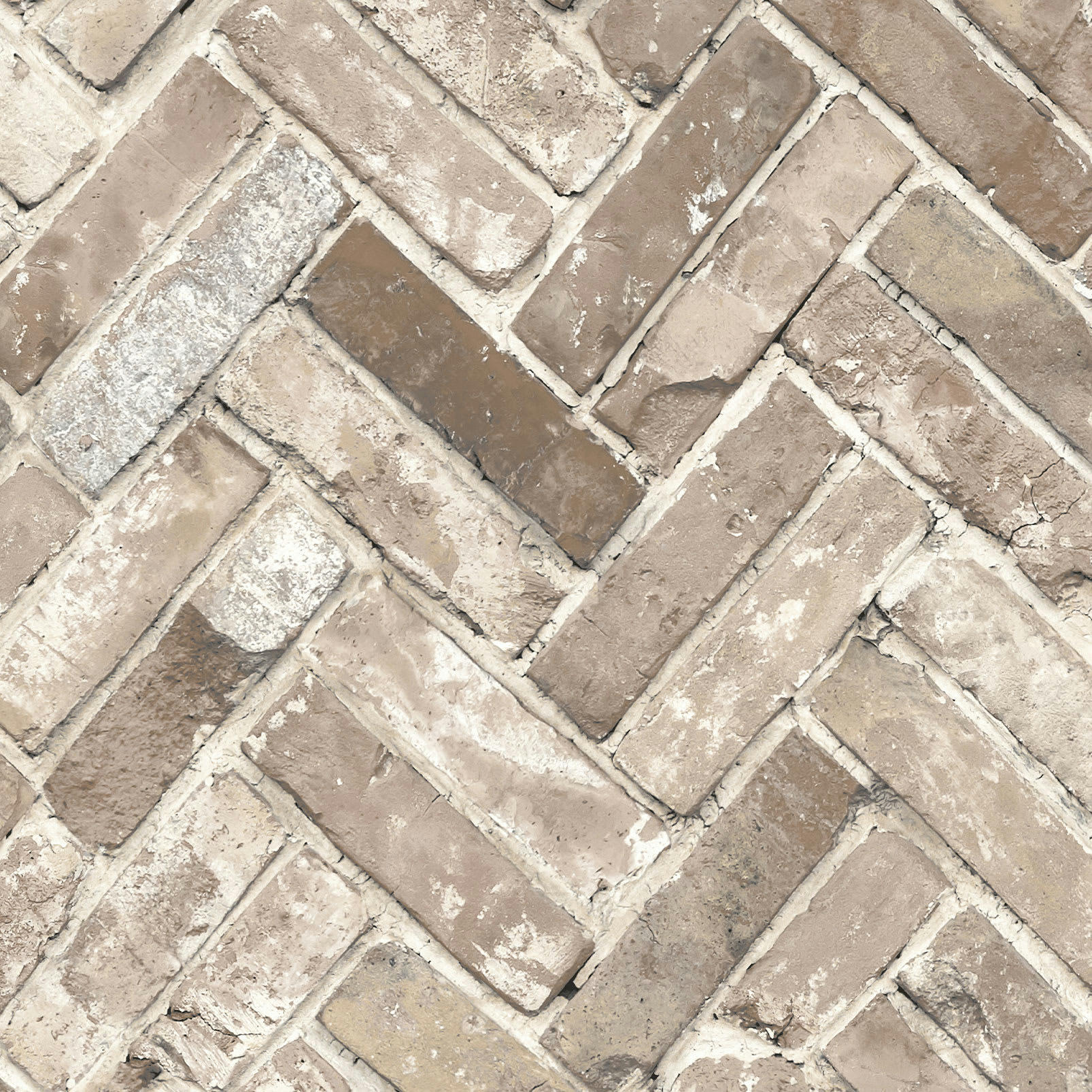 - Papier peint trompe l'œil Brique Chevron 0,53x10 mètrescm