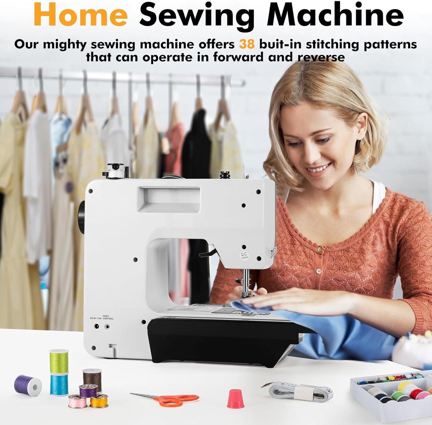 12 Stitches Mini Electric Sewing Machine with Sewing Table and 113 Pcs Sewing Kit Portable Sewing Machine with Dual Speed for Beginners