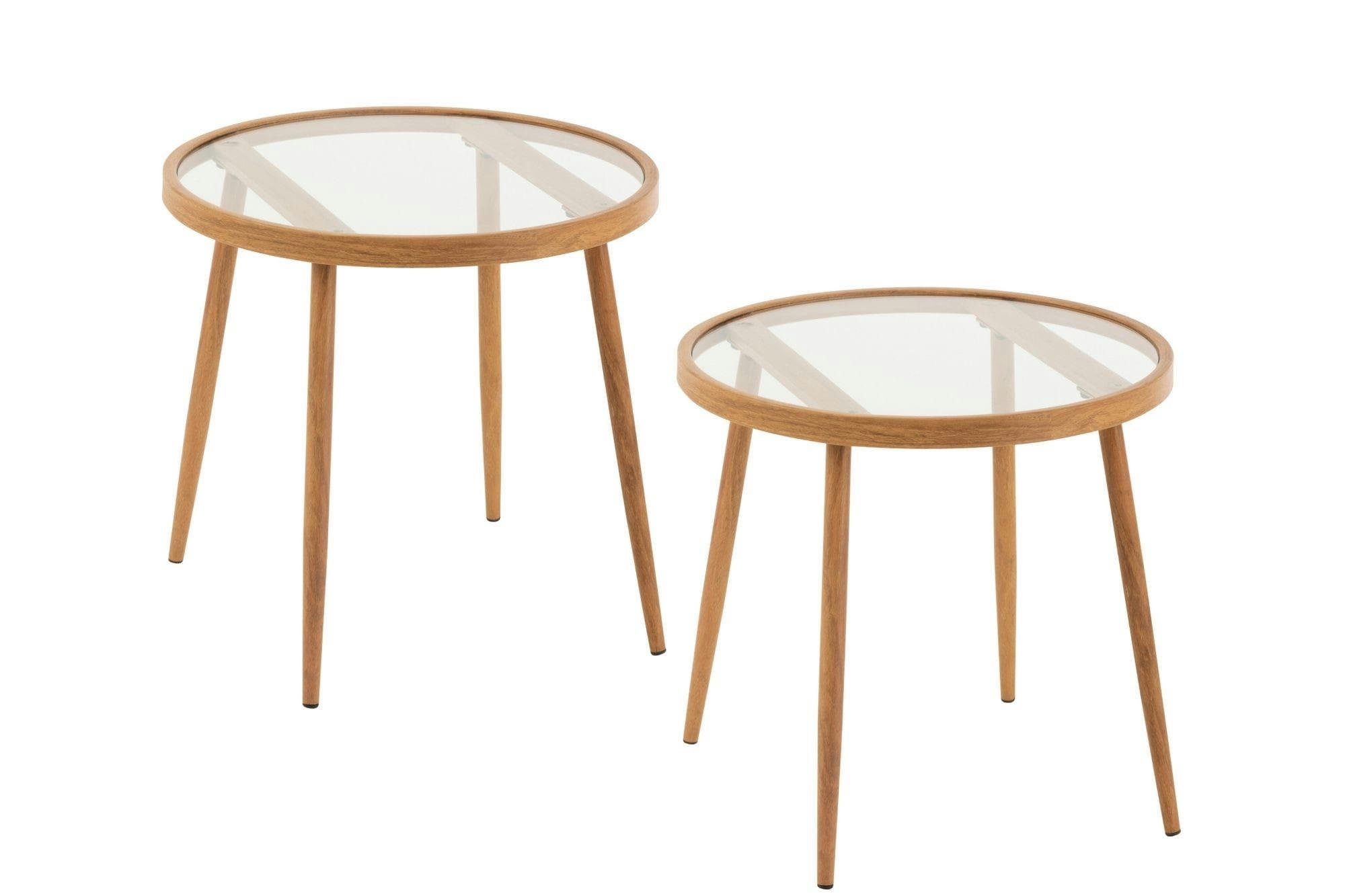 MALAGA - Lot de 2 table basse ronde en métal et verre d50