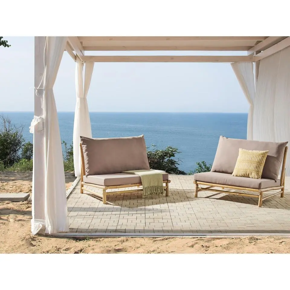 TODI - Fauteuil set van 2 - Lichthout/Taupe - Bamboe