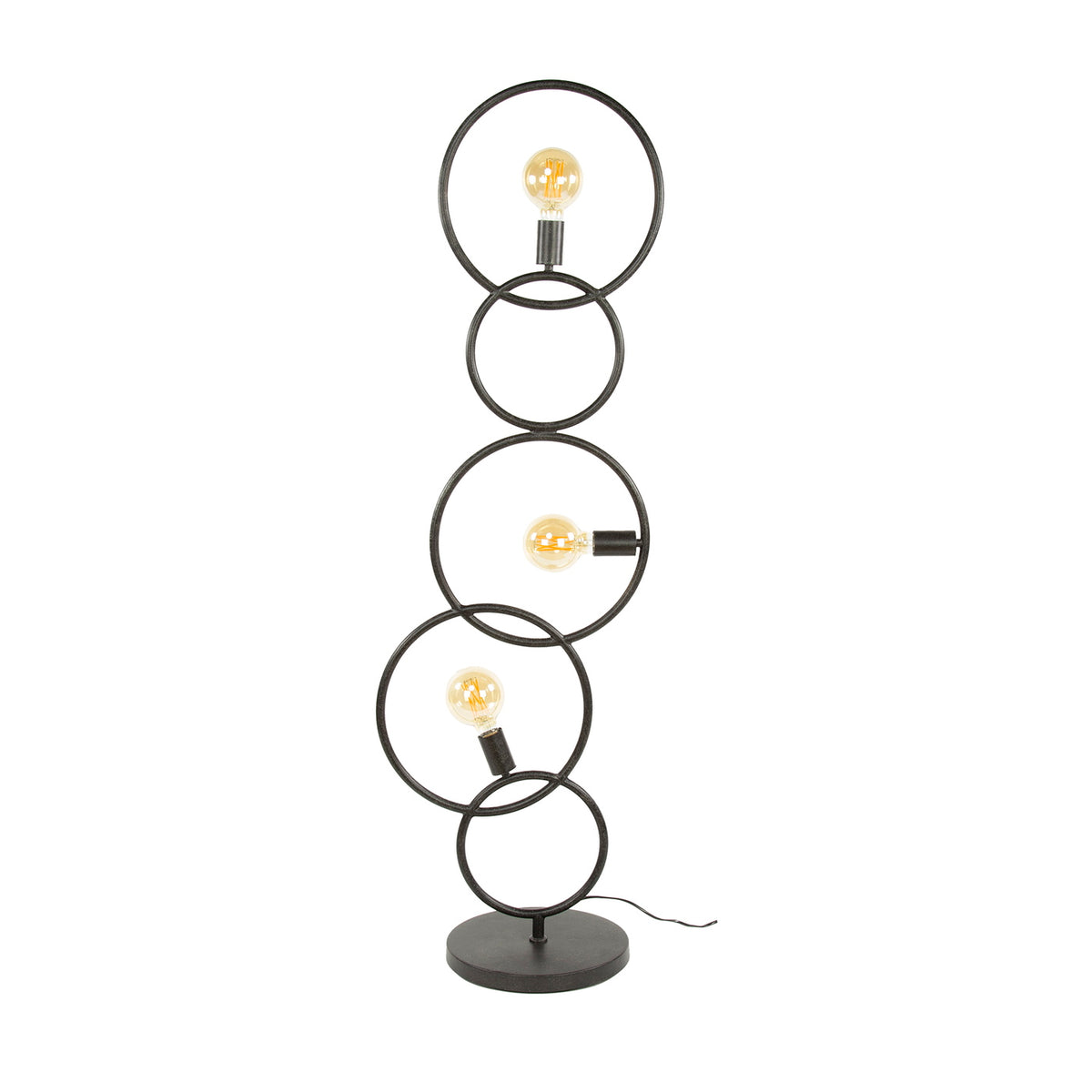 Giga Meubel Vloerlamp Loop - Zwart Metaal - 3-Lichts - 44x30x140cm