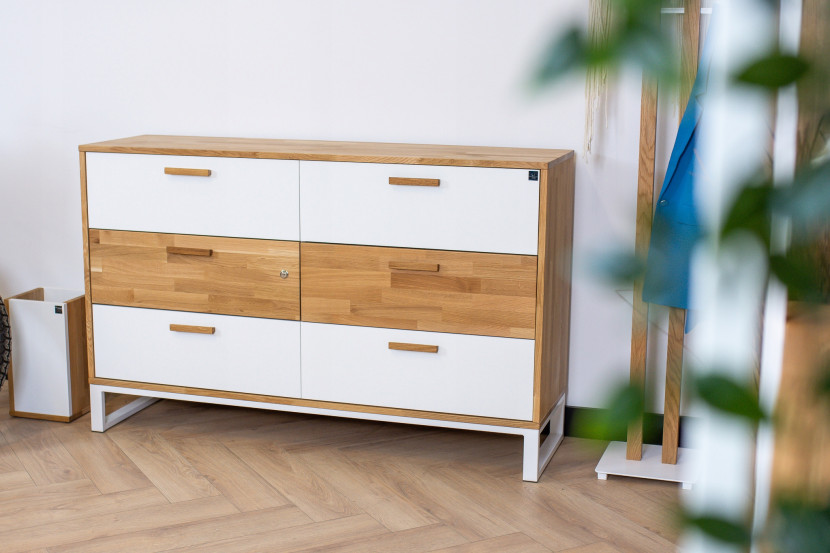 Komoda Biurowa Stylowa Biaław Industrialnym Stylu 140cm
