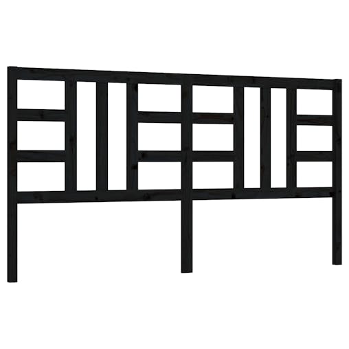 NNEVL Bed Headboard Black 186x4x100 cm Solid Wood Pine