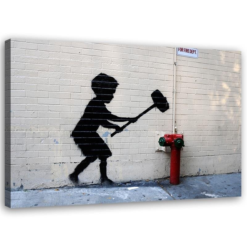 Feeby Obraz na płótnie Chłopiec z młotem mural Banksy 60x40