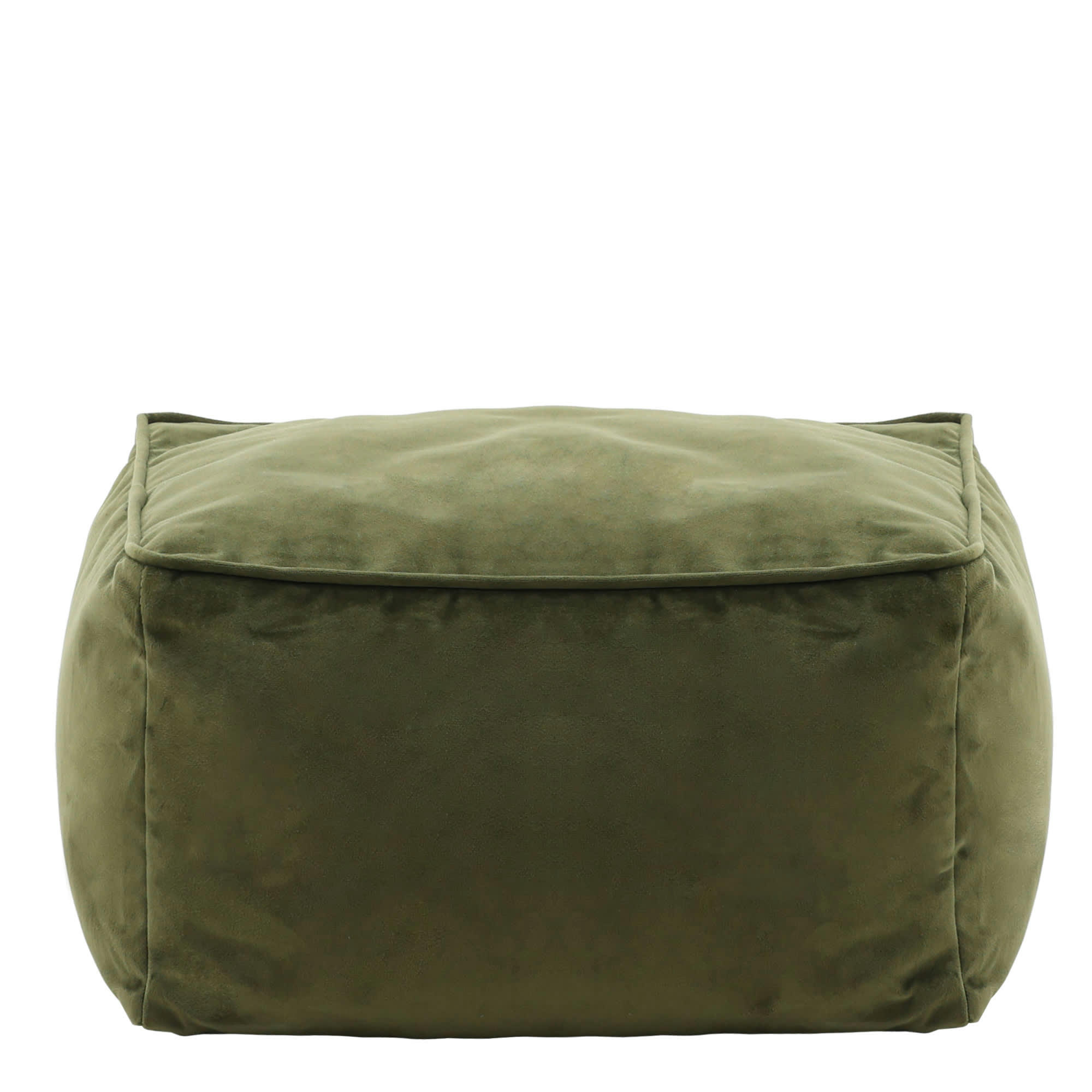 AMARA - Repose-pieds carré velours vert olive