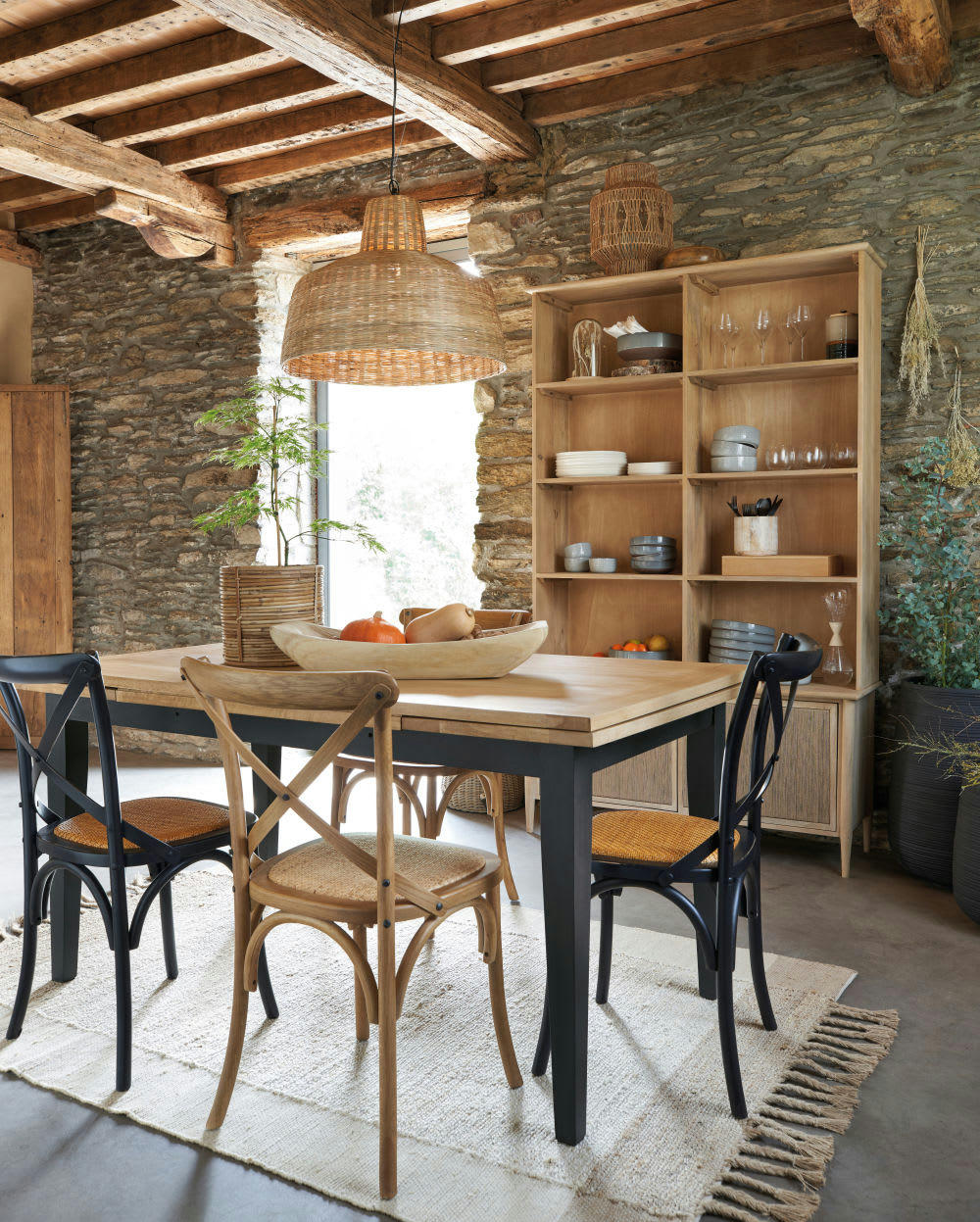 JUANO - Tapis en jute beige et écru à franges 140x200