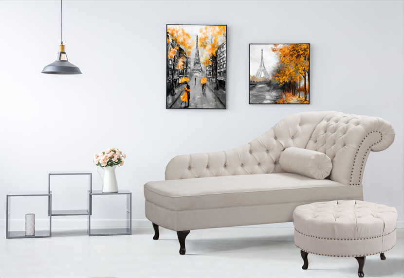 Ropez Chesterfield Pako szezlong prawy mikrofibra beżowy