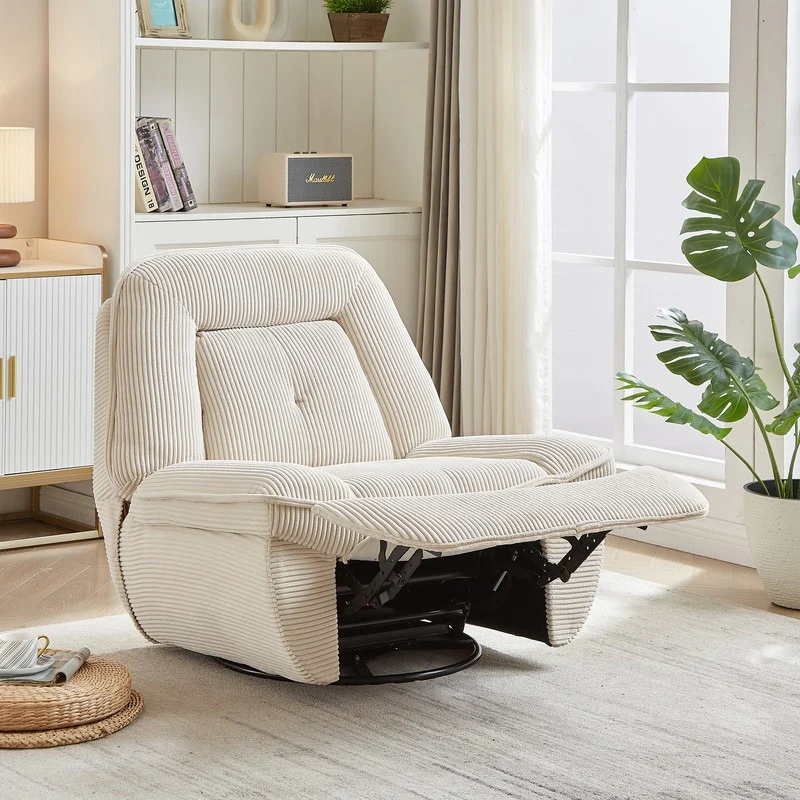 Corduroy Swivel Upholstered Manual Recliner Chair