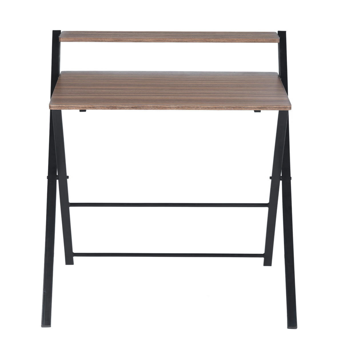 - Bureau industriel avec rangement bois foncé 81.5*70*82.5cm