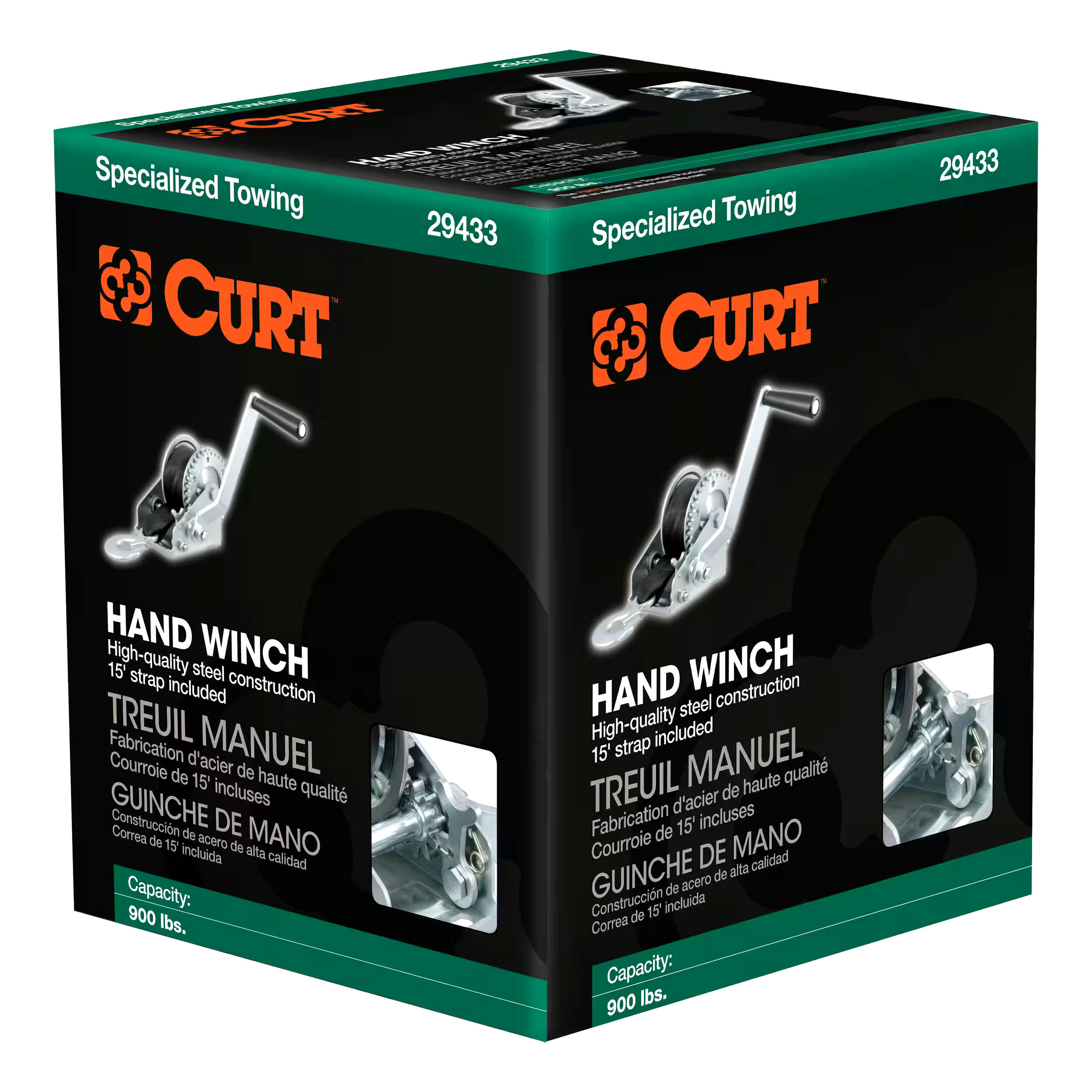 CURT Hand Crank Winch with 15-ft Strap