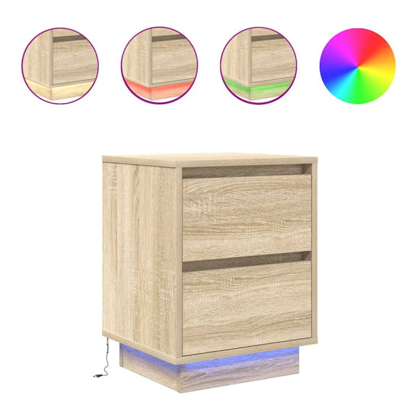 2x Szafka Nocna Komoda Stolik Półka Nocna Do Sypialni LED 38x34x50 cm