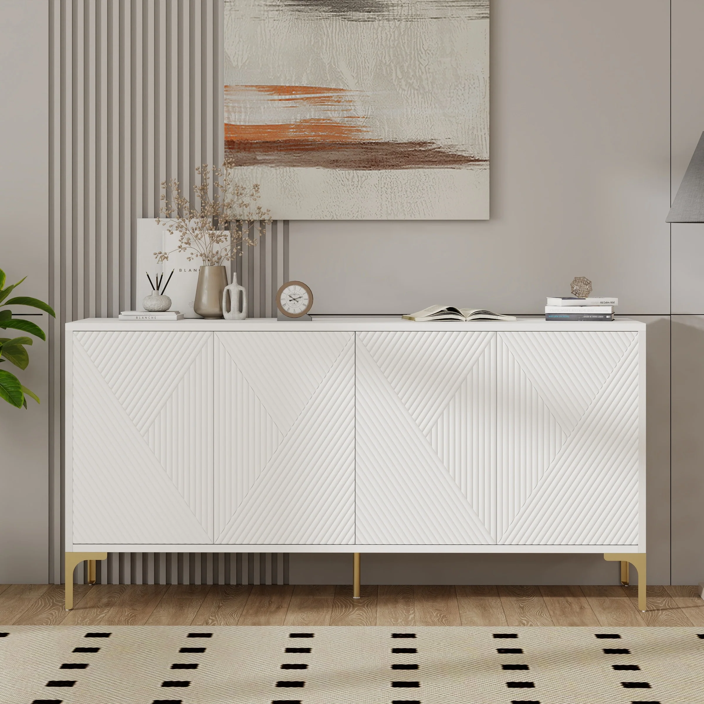 Sideboard with Adjustable Shelves and metal legs