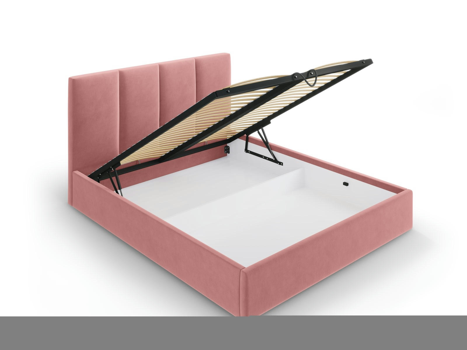 PYLA - Lit coffre avec tête de lit 160x200 cm en velours rose