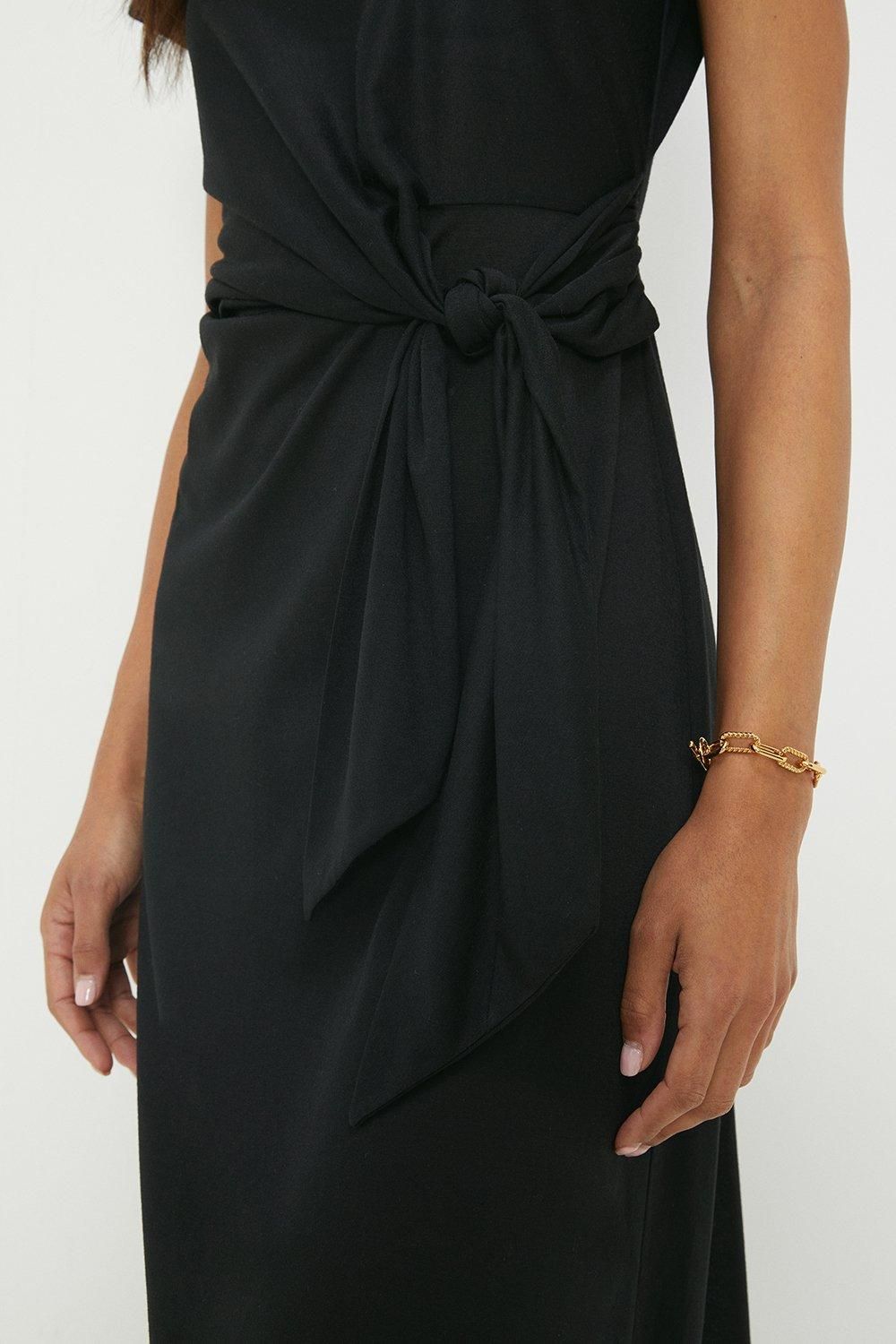 Dorothy Perkins Tie Detail Short Sleeve Jersey Midi Dress